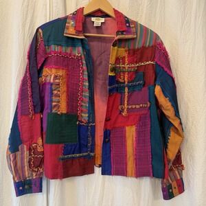 Sandy Starkman Women's Patchwork Jacket Size Large Art to Wear Lagenlook Artsy